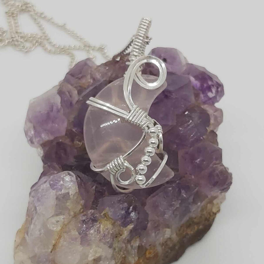 Crescent Moon cabochon, rose quartz