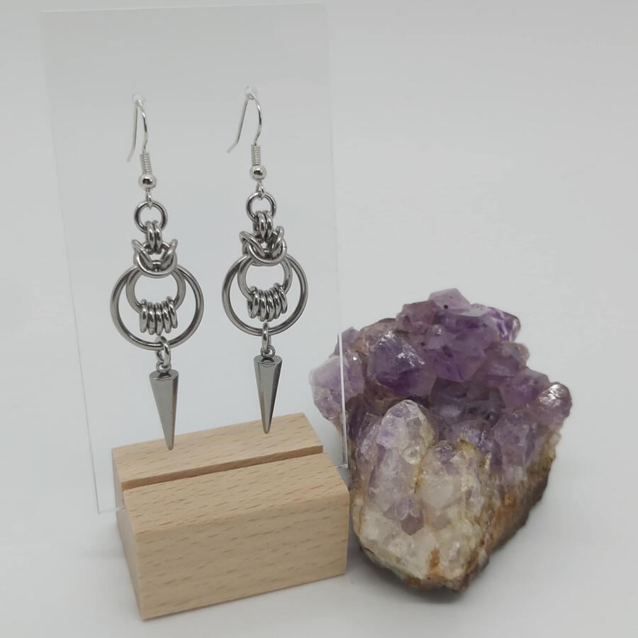 Spiked Byzantine Earrings (ball version) made with stainless steel rings and balls